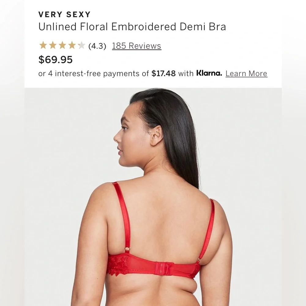 VICTORIA’S SECRET Unlined Floral Embroidered Demi Bra - Picture 2 of 3